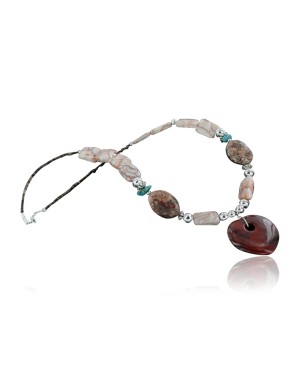 Certified Authentic Navajo .925 Sterling Silver Natural Turquoise Jasper Native American Necklace 15632-68
