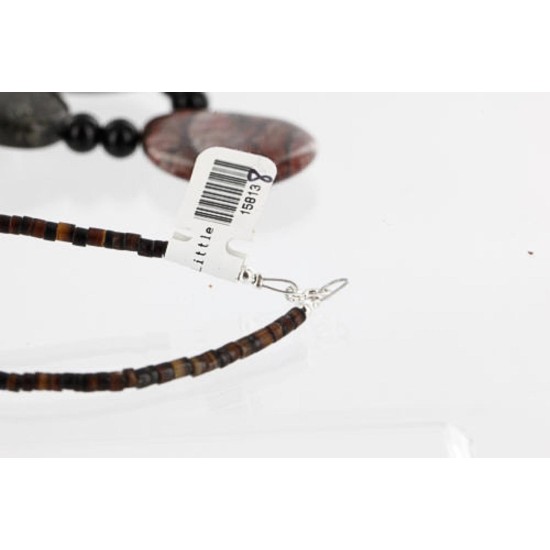 Certified Authentic Navajo .925 Sterling Silver Natural Turquoise Jasper Native American Necklace 15813-8 Certified Authentic Navajo .925 Sterling Silver Natural Turquoise Jasper Native American Necklace 15813-8