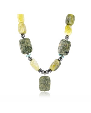 Certified Authentic Navajo .925 Sterling Silver Natural Turquoise Jasper Native American Necklace 15888-12