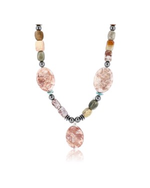 Certified Authentic Navajo .925 Sterling Silver Natural Turquoise Jasper Native American Necklace 15897-10