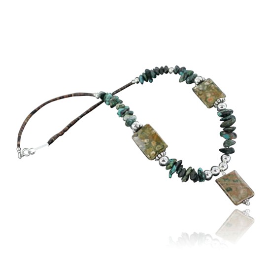 Certified Authentic Navajo .925 Sterling Silver Natural Turquoise Jasper Native American Necklace 370902838096