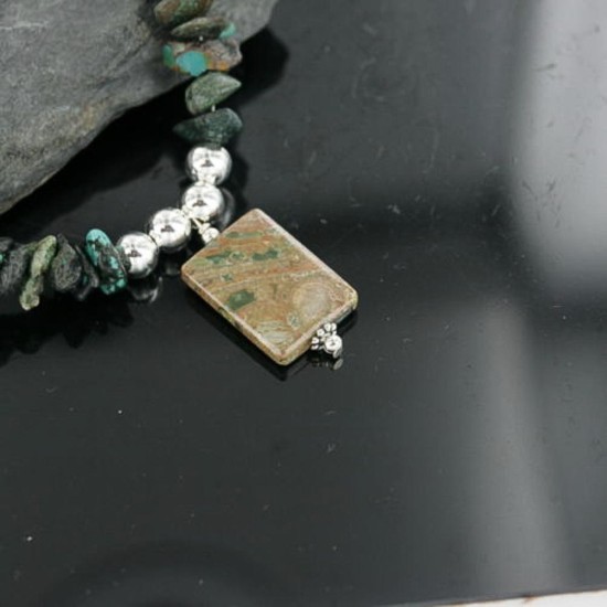 Certified Authentic Navajo .925 Sterling Silver Natural Turquoise Jasper Native American Necklace 370902838096