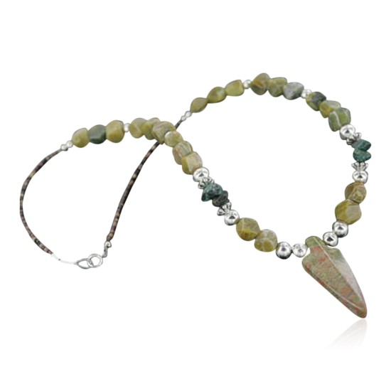 Certified Authentic Navajo .925 Sterling Silver Natural Turquoise Jasper Native American Necklace 370955202645