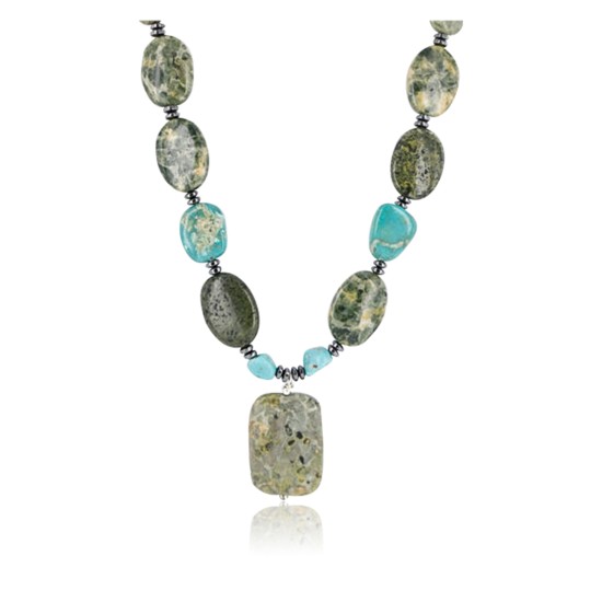 Certified Authentic Navajo .925 Sterling Silver Natural Turquoise Jasper Native American Necklace 371021513579 Certified Authentic Navajo .925 Sterling Silver Natural Turquoise Jasper Native American Necklace 371021513579