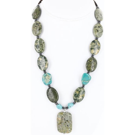 Certified Authentic Navajo .925 Sterling Silver Natural Turquoise Jasper Native American Necklace 371021513579 Certified Authentic Navajo .925 Sterling Silver Natural Turquoise Jasper Native American Necklace 371021513579