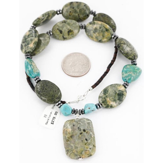 Certified Authentic Navajo .925 Sterling Silver Natural Turquoise Jasper Native American Necklace 371021513579 Certified Authentic Navajo .925 Sterling Silver Natural Turquoise Jasper Native American Necklace 371021513579