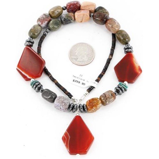 Certified Authentic Navajo .925 Sterling Silver Natural Turquoise Jasper Native American Necklace 371054289579