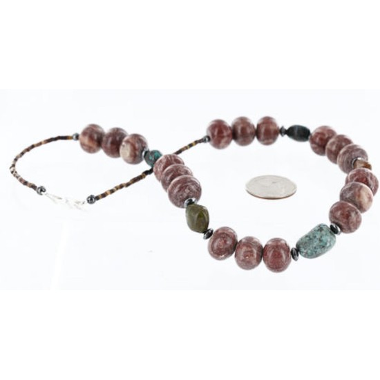 Certified Authentic Navajo .925 Sterling Silver Natural Turquoise Jasper Native American Necklace 390762726305