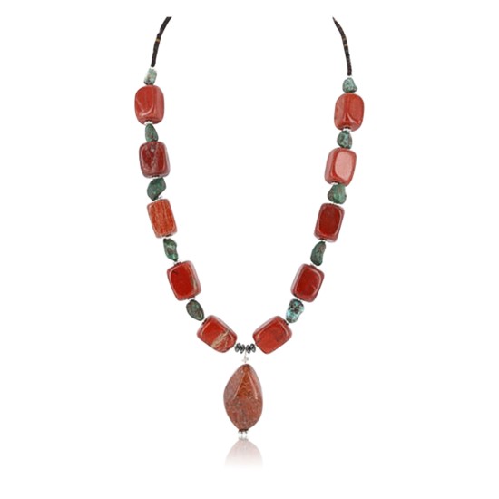 Certified Authentic Navajo .925 Sterling Silver Natural Turquoise Jasper Native American Necklace 390794816080