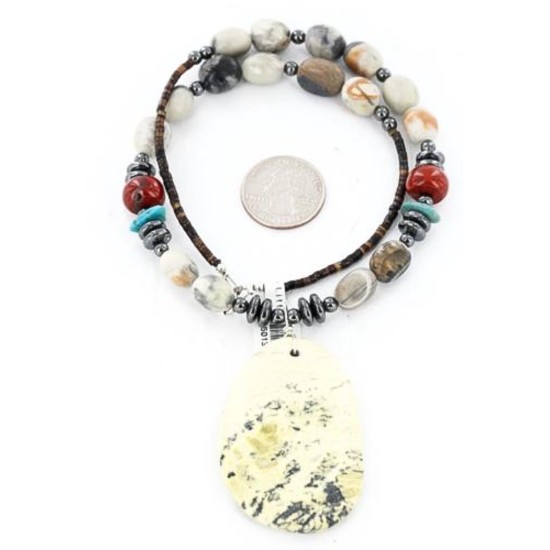 Certified Authentic Navajo .925 Sterling Silver Natural Turquoise Jasper Native American Necklace 390827530155