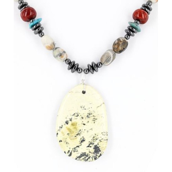Certified Authentic Navajo .925 Sterling Silver Natural Turquoise Jasper Native American Necklace 390827530155