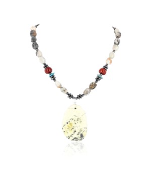 Certified Authentic Navajo .925 Sterling Silver Natural Turquoise Jasper Native American Necklace 390827530155