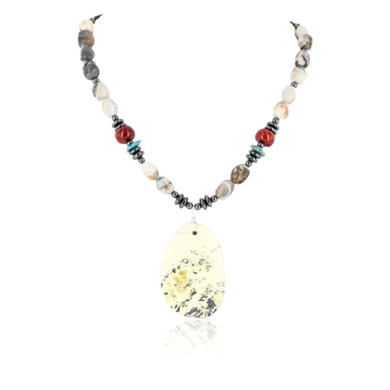 Certified Authentic Navajo .925 Sterling Silver Natural Turquoise Jasper Native American Necklace 390827530155