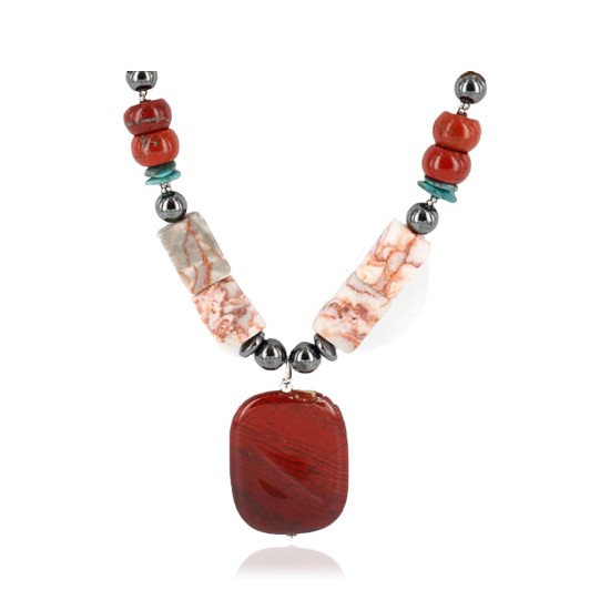 Certified Authentic Navajo .925 Sterling Silver Natural Turquoise Jasper Native American Necklace 391106079715