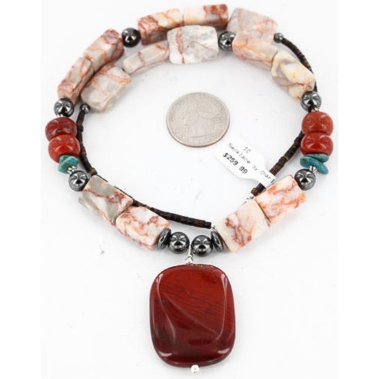 Certified Authentic Navajo .925 Sterling Silver Natural Turquoise Jasper Native American Necklace 391106079715
