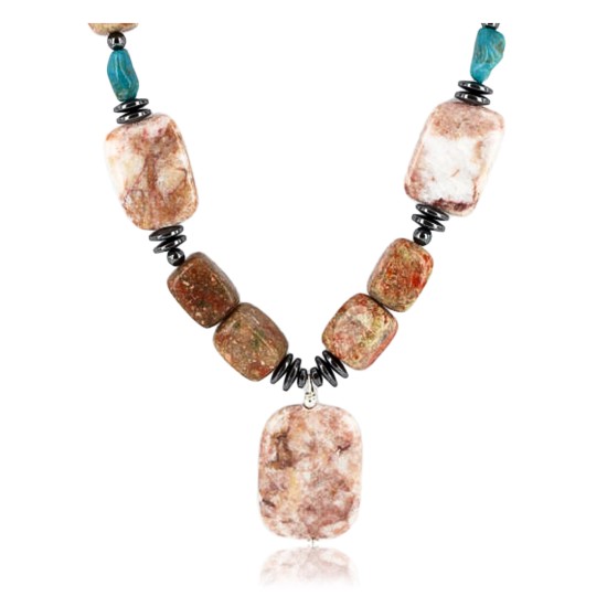 Certified Authentic Navajo .925 Sterling Silver Natural Turquoise Jasper Native American Necklace 750122-3 Certified Authentic Navajo .925 Sterling Silver Natural Turquoise Jasper Native American Necklace 750122-3