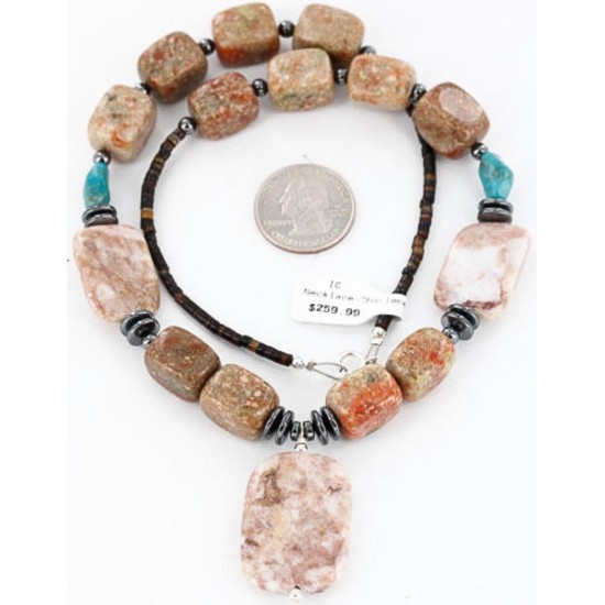 Certified Authentic Navajo .925 Sterling Silver Natural Turquoise Jasper Native American Necklace 750122-3 Certified Authentic Navajo .925 Sterling Silver Natural Turquoise Jasper Native American Necklace 750122-3