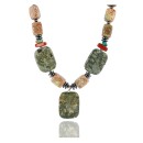 Navajo .925 Sterling Silver Natural Turquoise Jasper Native American Necklace 750122-5