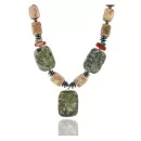 Navajo .925 Sterling Silver Natural Turquoise Jasper Native American Necklace 750122-5