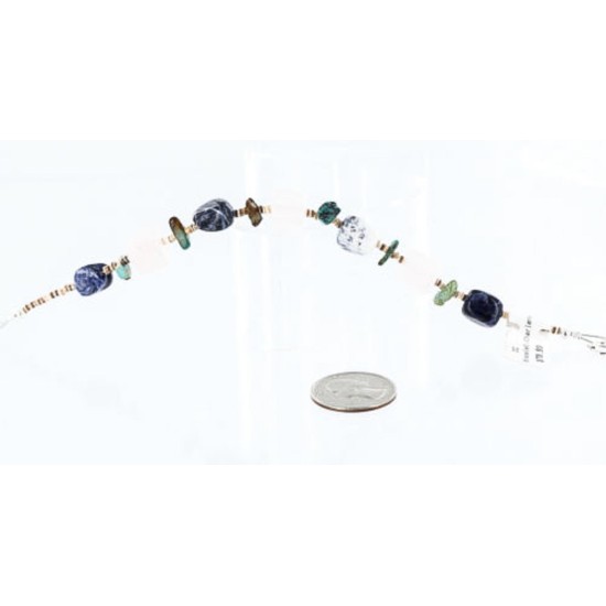 Certified Authentic Navajo .925 Sterling Silver Natural Turquoise Lapis Agate Native American Bracelet 371001562045