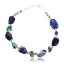 Navajo .925 Sterling Silver NATURAL Turquoise LAPIS Native American Bracelet 371017041289