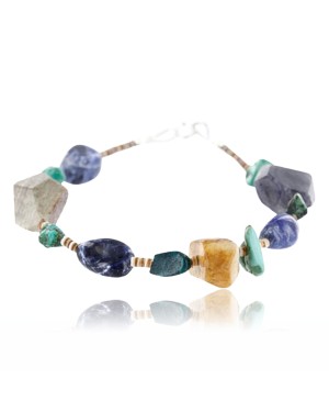 Certified Authentic Navajo .925 Sterling Silver Natural Turquoise Lapis Native American Bracelet 390763875919