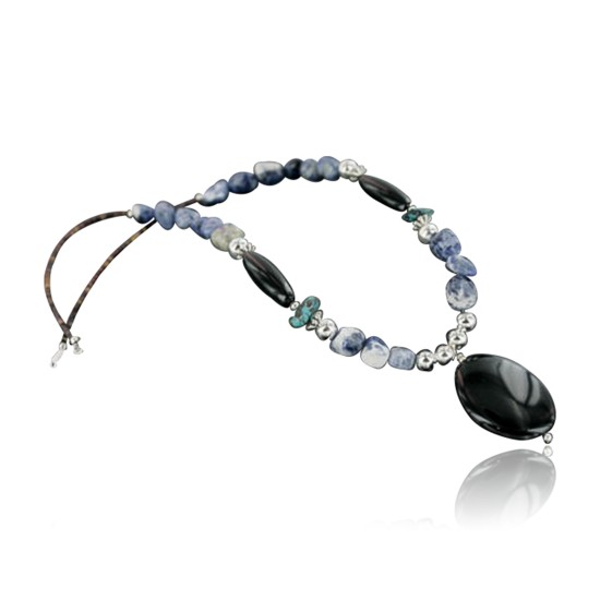 Certified Authentic Navajo .925 Sterling Silver Natural Turquoise Lapis Native American Necklace 370967577439