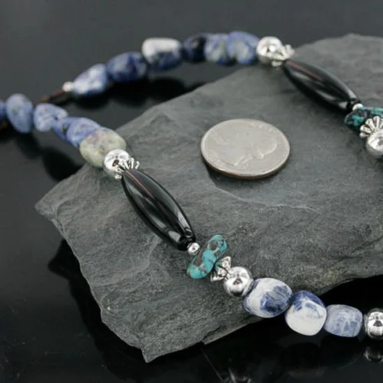 Navajo .925 Sterling Silver Natural Turquoise Lapis Native American Necklace 370967577439 Navajo .925 Sterling Silver Natural Turquoise Lapis Native American Necklace 370967577439