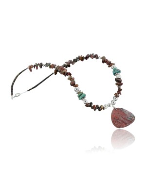 Certified Authentic Navajo .925 Sterling Silver Natural TURQUOISE Mountain Jasper Native American Necklace 370914514938