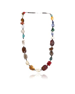 Certified Authentic Navajo .925 Sterling Silver Natural Turquoise MULICOLOR Native American Necklace 371005042775