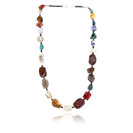 Certified Authentic Navajo .925 Sterling Silver Natural Turquoise MULICOLOR Native American Necklace 371005042775