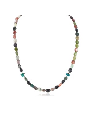 Certified Authentic Navajo .925 Sterling Silver Natural Turquoise Multicolor Chain Native American Necklace 14905-2