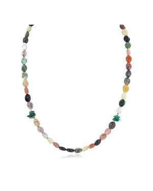 Certified Authentic Navajo .925 Sterling Silver Natural Turquoise Multicolor Jasper Native American Necklace 14905-7