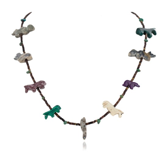 Certified Authentic Navajo .925 Sterling Silver Natural Turquoise Multicolor Stones Native American Necklace 16084-3