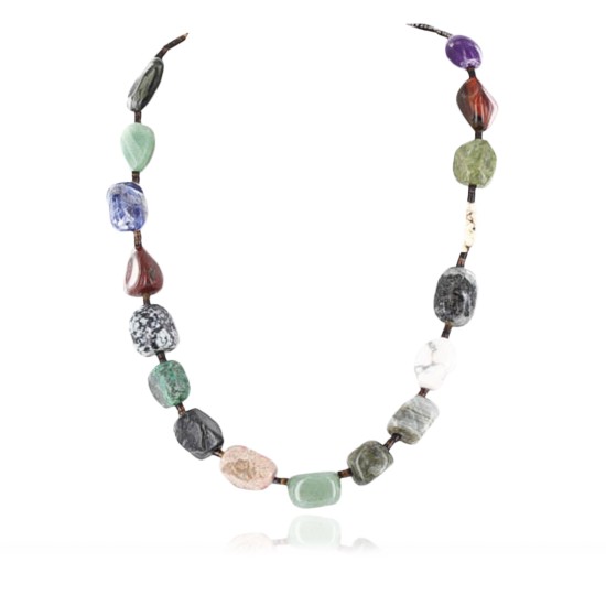 Certified Authentic Navajo .925 Sterling Silver Natural Turquoise Mutlicolor Native American Necklace 750111-5