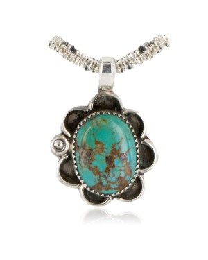 Certified Authentic Navajo .925 Sterling Silver Natural Turquoise Native American Necklace 12908-3
