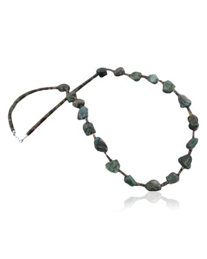 Certified Authentic Navajo .925 Sterling Silver Natural Turquoise Native American Necklace 15765-79