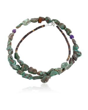 Certified Authentic Navajo .925 Sterling Silver Natural Turquoise Native American Necklace 15852