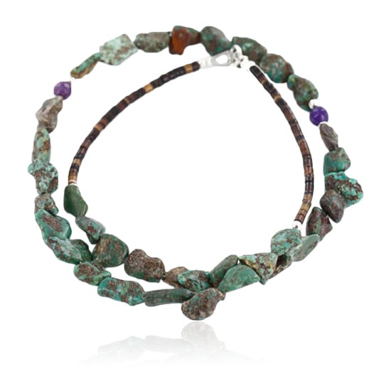 Certified Authentic Navajo .925 Sterling Silver Natural Turquoise Native American Necklace 15852