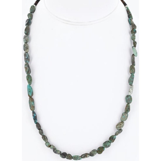 Certified Authentic Navajo .925 Sterling Silver Natural Turquoise Native American Necklace 15890-1