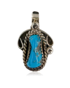 Certified Authentic Navajo .925 Sterling Silver Natural Turquoise Native American Necklace 16088-7