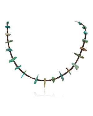 Certified Authentic Navajo .925 Sterling Silver Natural Turquoise Native American Necklace 18192