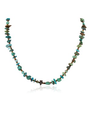 Certified Authentic Navajo .925 Sterling Silver Natural Turquoise Native American Necklace 18194