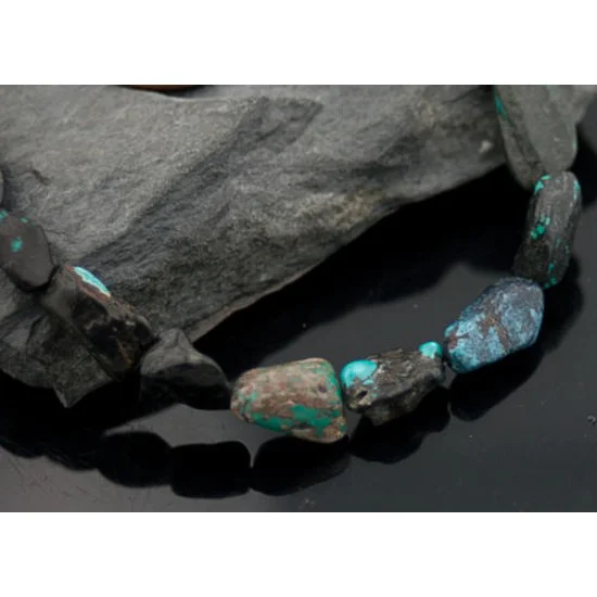 Navajo .925 Sterling Silver Natural Turquoise Necklace 15357-33 Navajo .925 Sterling Silver Natural Turquoise Necklace 15357-33
