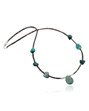 Certified Authentic Navajo .925 Sterling Silver Natural Turquoise Native American Necklace 390642566530