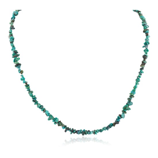 Certified Authentic Navajo .925 Sterling Silver Natural Turquoise Native American Necklace 750124-14