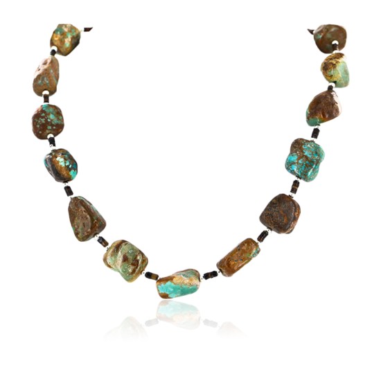 Certified Authentic Navajo .925 Sterling Silver Natural Turquoise Native American Necklace 790105-1