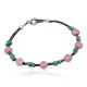 Certified Authentic Navajo .925 Sterling Silver Natural Turquoise Native American Pink Quartz Bracelet 390737989427