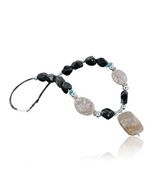 Certified Authentic Navajo .925 Sterling Silver Natural Turquoise Onyx Native American Necklace 15215-19