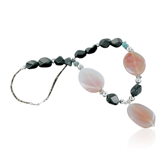 Certified Authentic Navajo .925 Sterling Silver Natural Turquoise Onyx Native American Necklace 15632-2 Certified Authentic Navajo .925 Sterling Silver Natural Turquoise Onyx Native American Necklace 15632-2